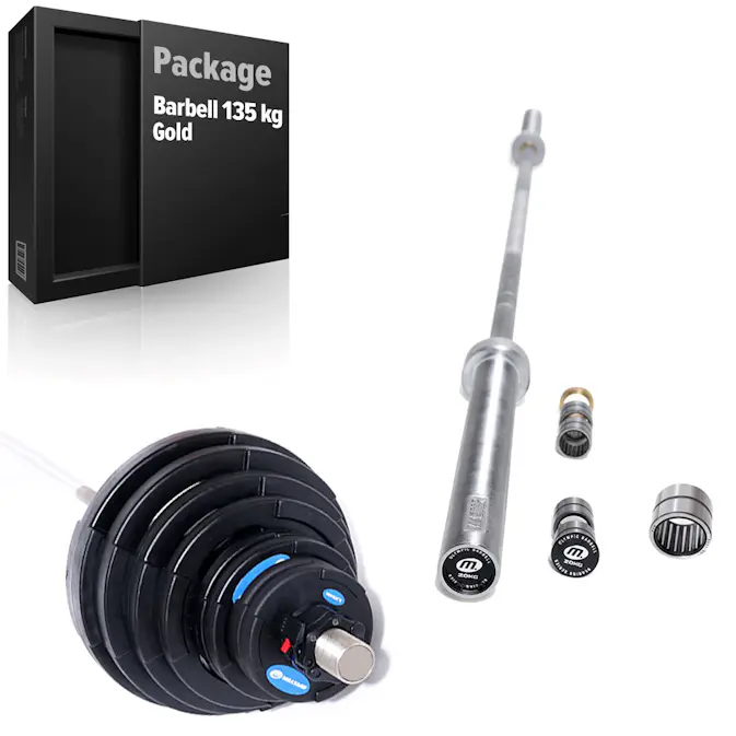 Skivstångsset Master Fitness Deluxe 135 kg Gold